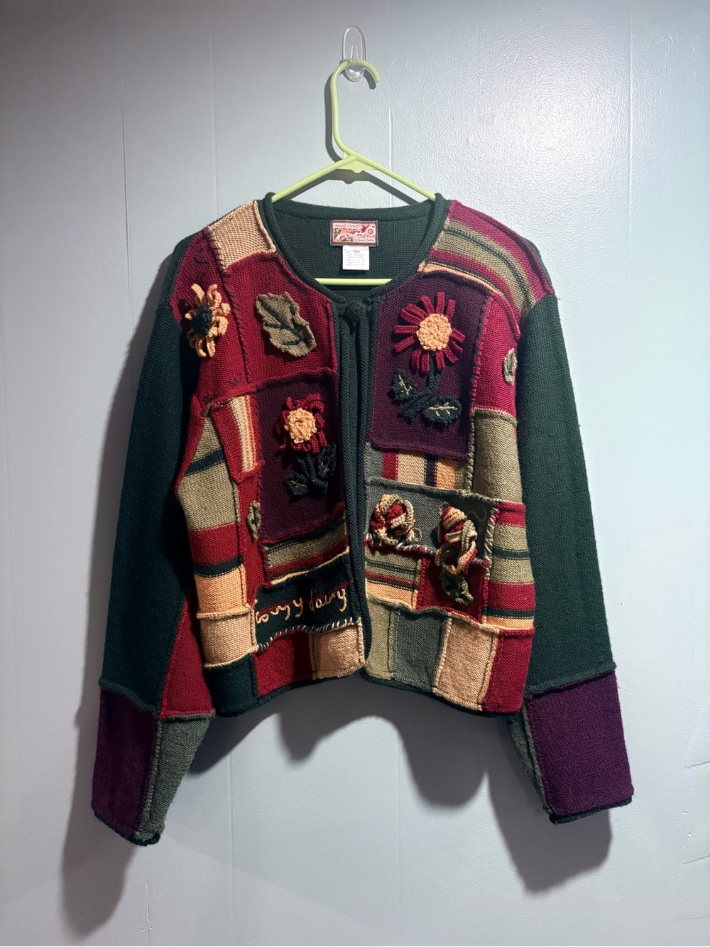 April Cornell Patchwork Floral Knit Cardigan